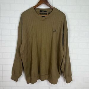 Firethorne mens ribbed sweater size XL French rib Tan Brown V neck Candia Woods